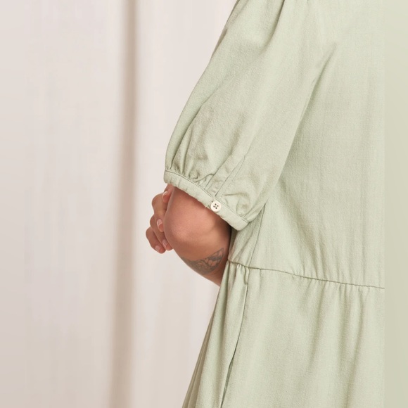 TRADLANDS KINDRED MIDI DRESS DESERT SAGE 100% CRINKLE COTTON XS/S - Picture 5 of 14